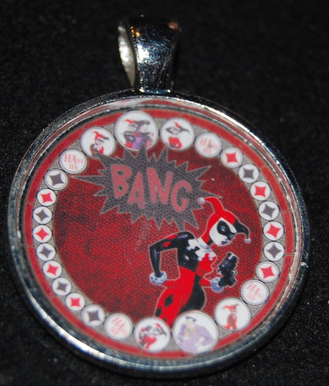 Buy Harley Quinn Stained Glass Silver Pendant Villain Necklace Jewelry  Joker Girlfriend Harlequin Batman Dark Knight Suicide Squad Online in India 