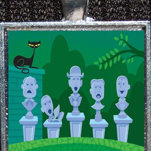 Haunted Mansion New Orleans Square Hitchhiking Graveyard Singing Bust Ghosts Pendant Necklace Disney WDW World Disneyland Magnet Jewelry
