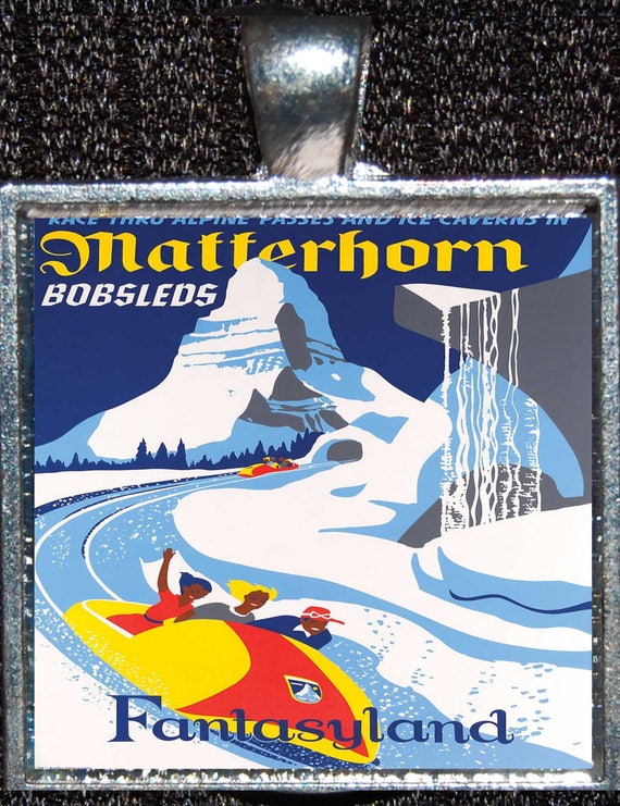 Matterhorn Mountain Fantasyland Bobsled Attraction Poster Pendant