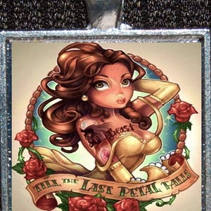 Belle Beauty & the Beast Disney Princess Tattoo Pinup Flash Pendant Necklace Jewelry WDW Disneyland Walt World Magnet