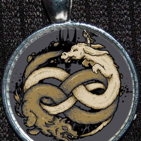 Neverending Story Luck Dragon Auryn Atreyu Falkor Bastien Gmork Nothing Ouroboros Snakes Pendant Necklace Jewelry Silver Never Ending