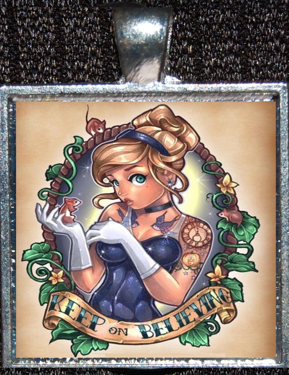 Disney Princess Cinderella Tattoo Pin Up Blitz Anhanger Etsy