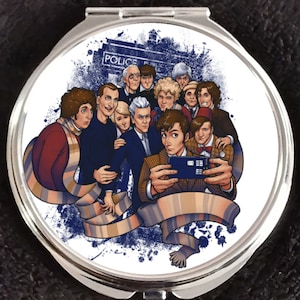 Doctor Who Tardis Dalek Selfie Time Lord Police Box British Companion Sonic Screwdriver Timey Wimey Beauty Makeup Gift Compact Mirror