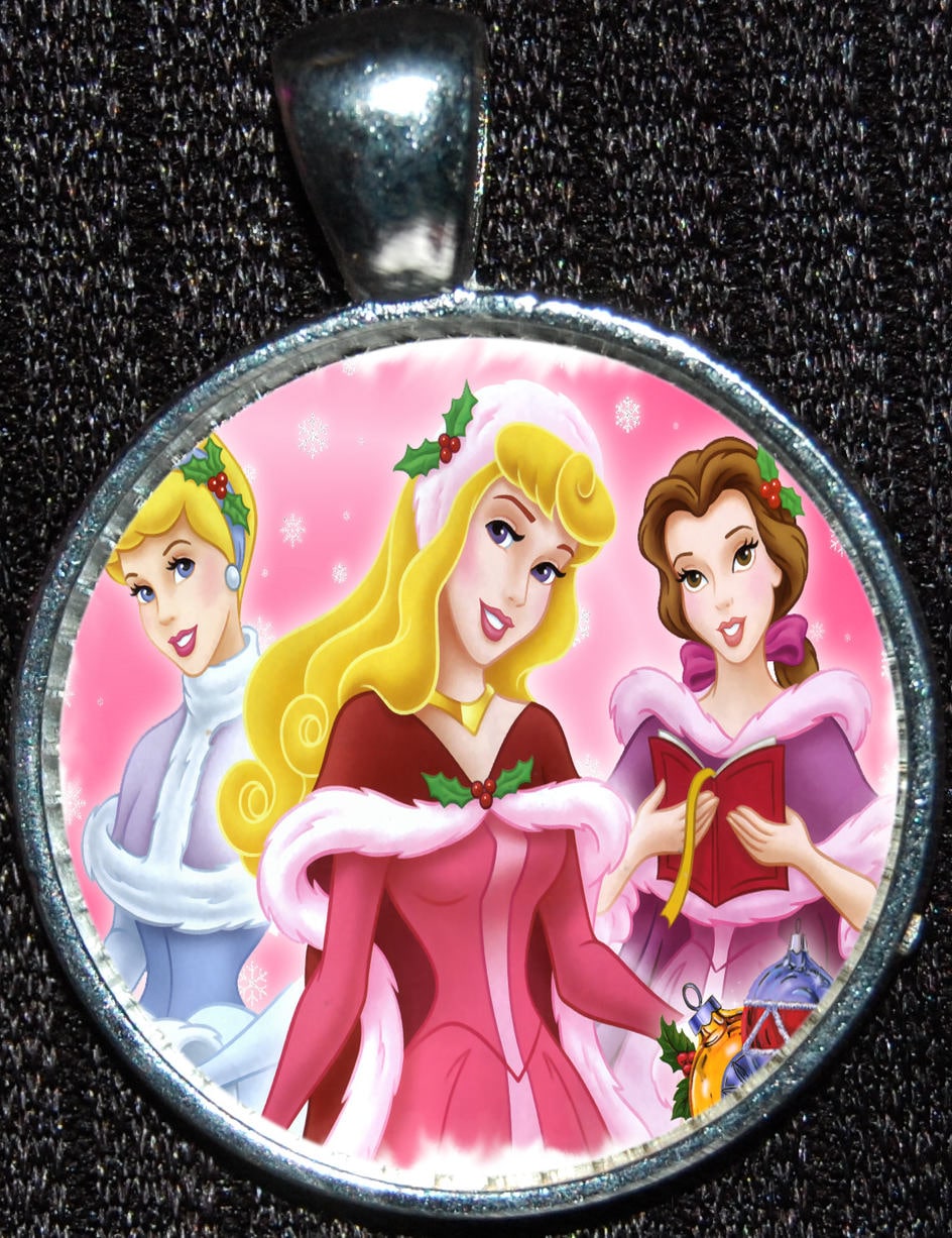 Disney Princess Cinderella Belle Beauty Beast Aurora Sleeping Beauty  Holiday Christmas Xmas Hanukkah Pendant Necklace Jewelry DIsneyland WDW