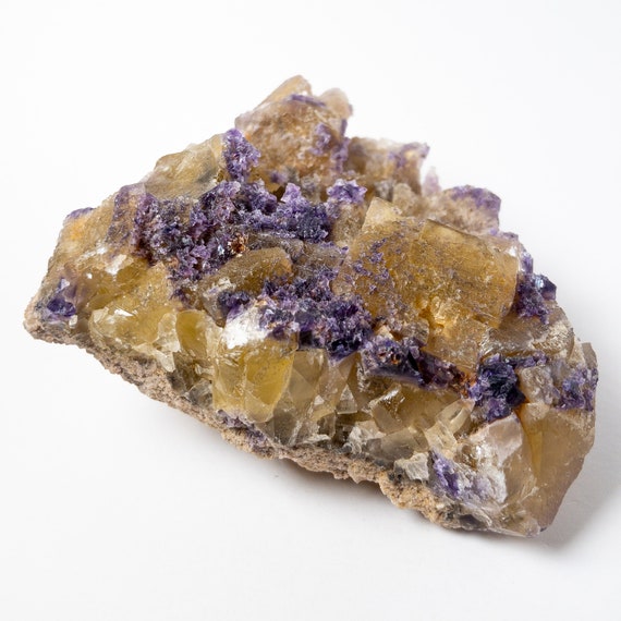 Etched yellow and purple fluorite specimen from Hardin Co Illinois