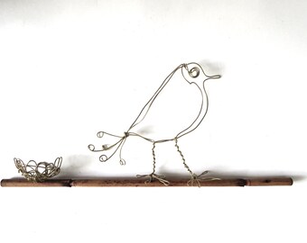 Bird Nest metal wire sculpture OOAK / Wall decor