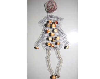 Shell men - Wire metal mesh and shell sculpture. OOAK. Home and office decor brown white silver colors.