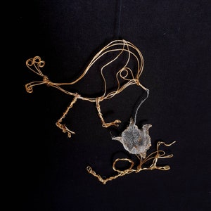 Love Bird metal wire sculpture OOAK / Wall decor