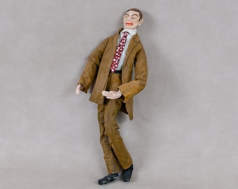 Mr Bean. Mister Bean. Fimo and Textile Doll. OOAK  doll for home and office decor.