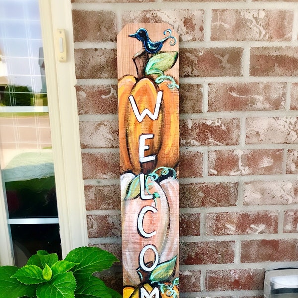 Fall Wecome Sign, Fall decor, pumpkin welcome sign, pumpkin decor, happy fall sign, front door welcome sign, autumn decor, autumn sign