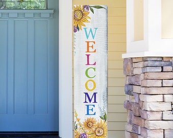 Summer Sign, porch sign, Spring Wood Welcome Sign, Vertical front door welcome sign, Front Porch Decor, Summer Welcome sign, Flower garden