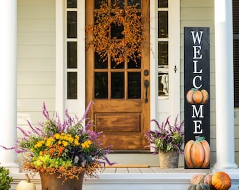 Letrero de bienvenida de calabaza de otoño, decoración de otoño, letrero de otoño, letrero de bienvenida, decoración de calabaza, calabaza, decoración de Acción de Gracias, decoración de granja, decoración de otoño