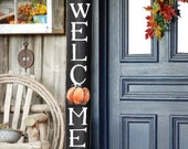 WELCOME SIGN, Fall Rustic Welcome Sign, Vertical front door welcome sign, autumn welcome sign, Fall Decor, Pumpkin Fall welcome sign, Autumn
