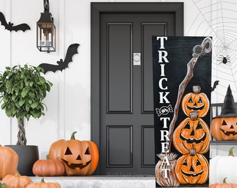 Trick or Treat sign, Halloween decor, Halloween sign, Halloween candy sign, Halloween, pumpkin sign, spooky decor, Witch decor, spider, fall