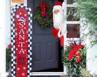 Santa stop here sign, Christmas Sign, Santa Sign, Christmas decoration, Christmas Decor, Welcome Sign, front door sign, Santa door sign