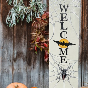 Welcome Halloween sign, Halloween decor, Halloween sign, Halloween welcome, Halloween, porch halloween decor, spooky decor, trick or treat