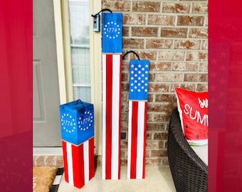 Wooden Firecrackers, Wood Firecrakers, Patriotic Front porch decor, American Flag sign, 4th of July Decor, porch flag sign, firecracker sign