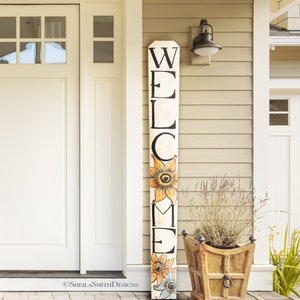 WELCOME SIGN, Spring Wood Welcome Sign, Summer Vertical front door welcome sign, Spring Front Porch Decor, Flower Welcome Sign, Summer Decor