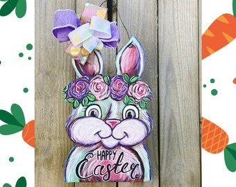 bunny door hanger, Easter door hanger, bunny sign, spring door hanger, easter sign, spring sign, front door hanger