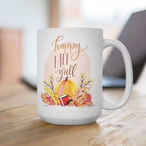 Happy Fall Ya'll coffee mug, pumpkin spice coffee, pumpkin mug, coffee cup, seasonal mug image 1