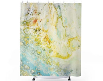 Designer Shower Curtain, Coastal Tropical Design, Art Shower Curtains, Abstract Shower Curtain, Beachy sandy ocean shower curtain size 71x74