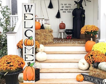 Letrero de bienvenida de calabaza de otoño, decoración de otoño, letrero de otoño, letrero de bienvenida, decoración de calabaza, calabaza, decoración de Acción de Gracias, decoración de granja, decoración de otoño