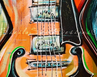 Arte de violín, pintura de violín, decoración del hogar con violín, arte musical pintado a mano** por Sheila A. Smith
