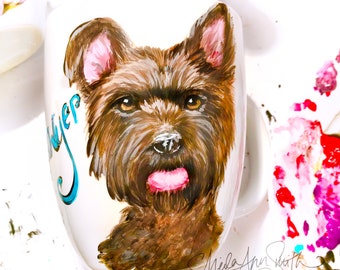 Hand-painted pet portrait mug, dog mug, custom dog puppy mug from photo, custom coffee cup, custom mug