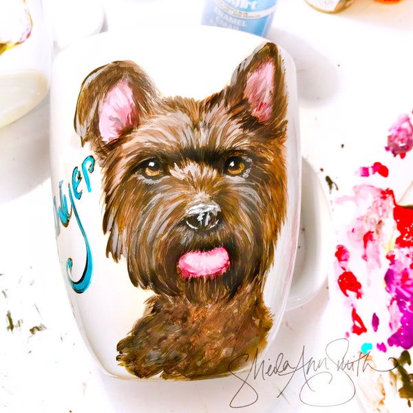Hand-painted pet portrait mug, dog mug, custom dog puppy mug from photo, custom coffee cup, custom mug