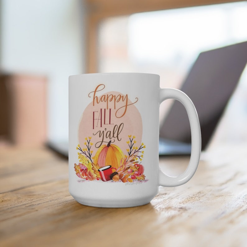 Happy Fall Ya'll coffee mug, pumpkin spice coffee, pumpkin mug, coffee cup, seasonal mug image 2