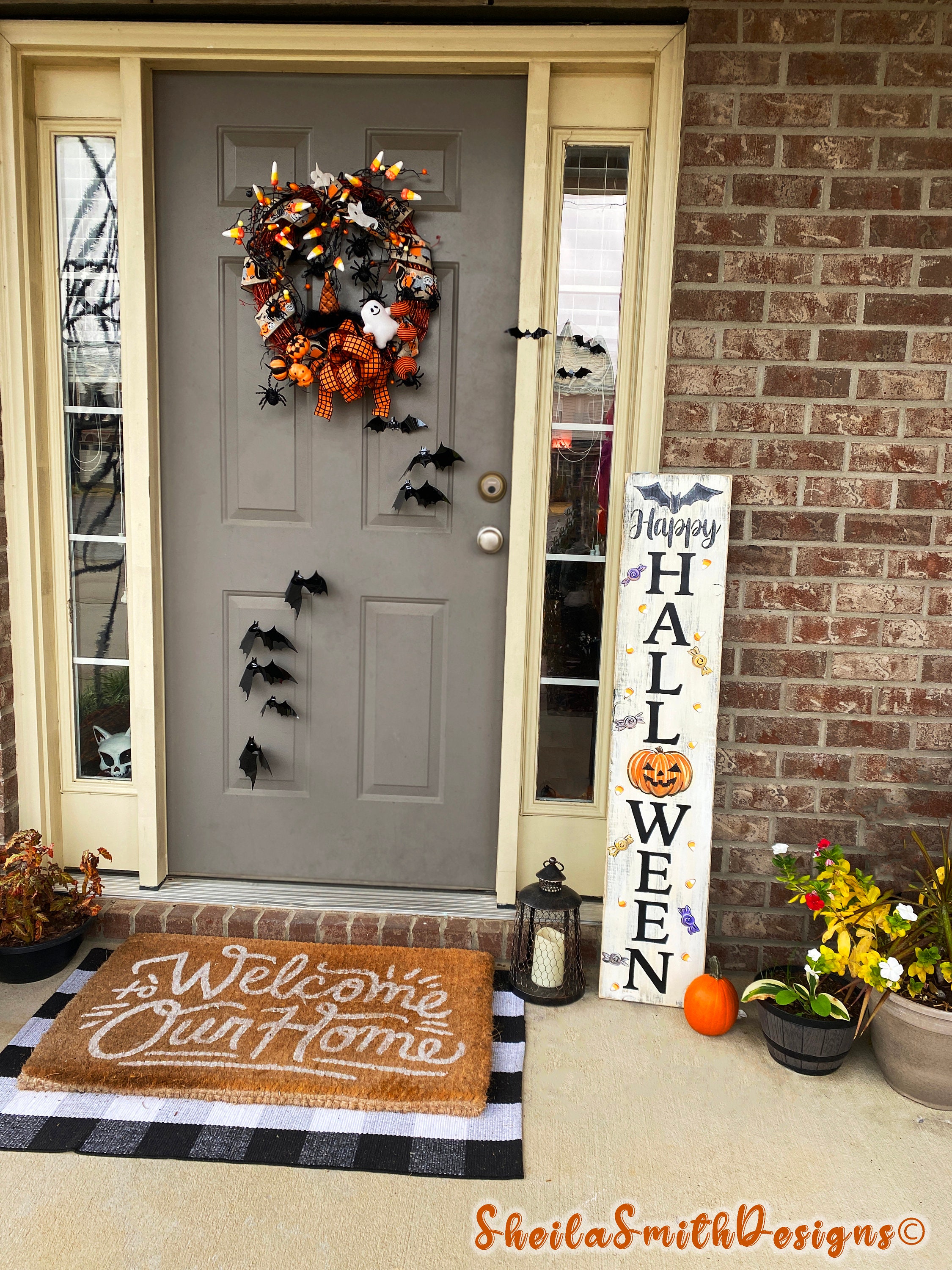 Halloween Sign, Halloween welcome sign, Halloween decor, Halloween porch sign, Halloween front door welcome sign, Happy Halloween, Fall sign
