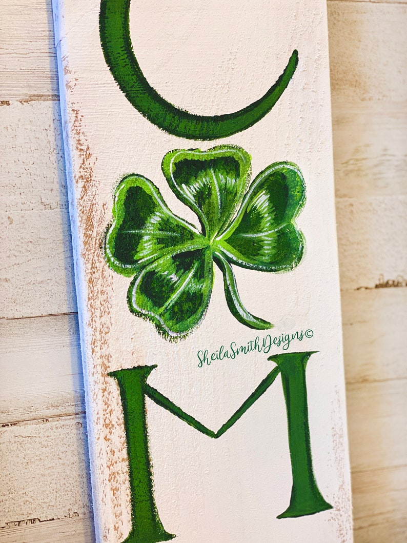 Shamrock Wood Sign, Shamrock Welcome Sign, Four Leaf Clover Sign ...