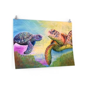 Mystical Turtles Original Painting Premium Poster Print
