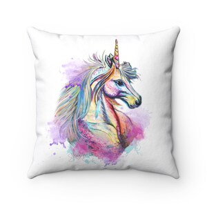 Magical Unicorn Spun Polyester Square Pillow Perfect For The Unicorn LoverS Room