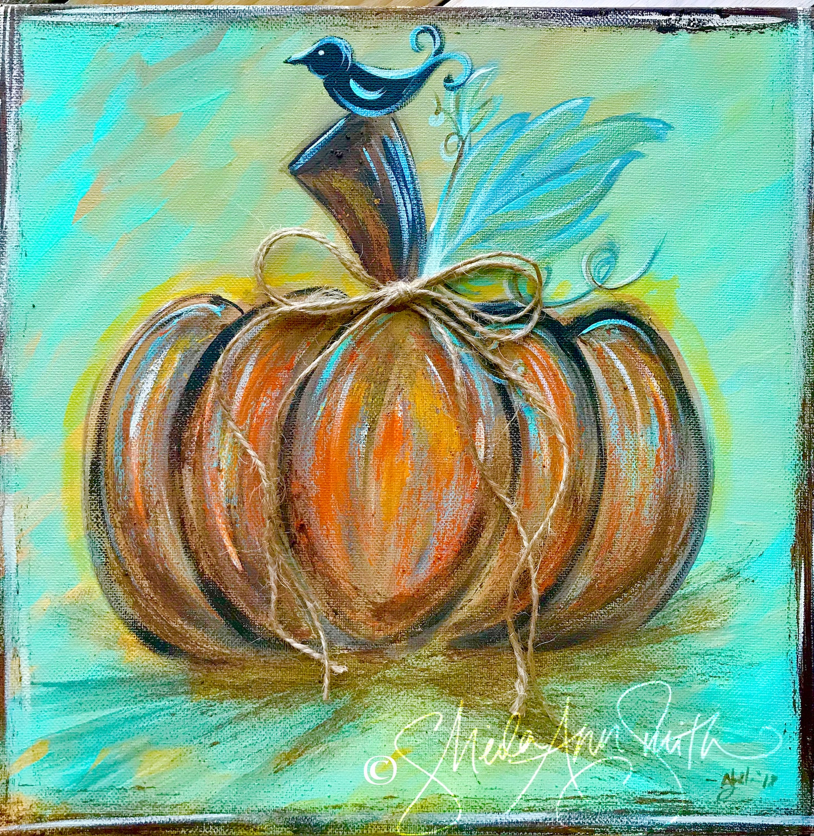Fall Pumpkin Art Autumn Art Pumpkin Painting Fall Decor - Etsy