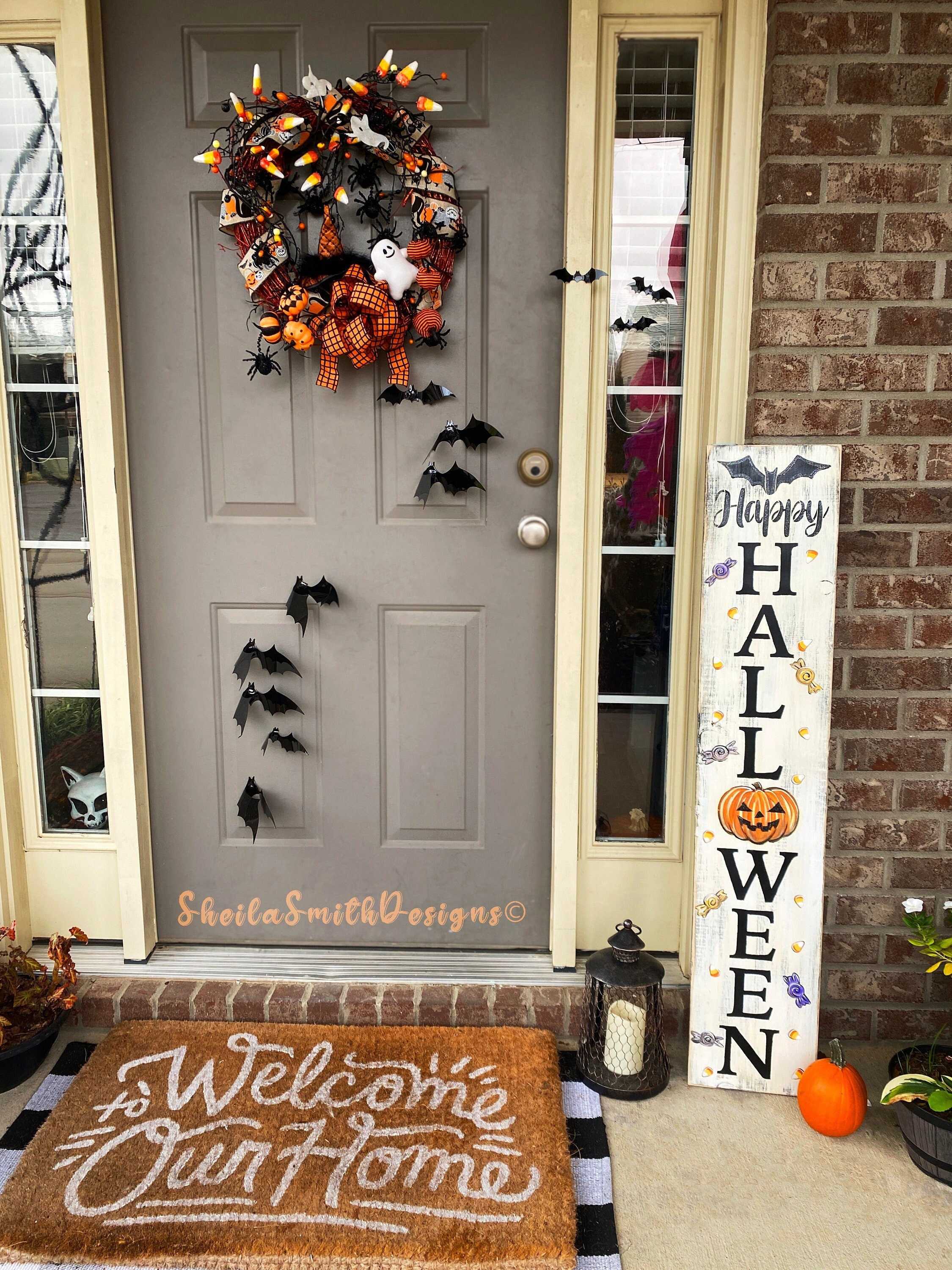 Halloween Sign, Halloween welcome sign, Halloween decor, Halloween porch sign, Halloween front door welcome sign, Happy Halloween, Fall sign