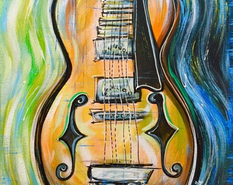 Arte de violín, pintura de violín, pintada a mano por Sheila A. Smith