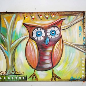 Owl painting, owl decor, owl art, barn owl, owl wall art, bird painting, original painting, art, bird decor, owl artwork, owl, bird art