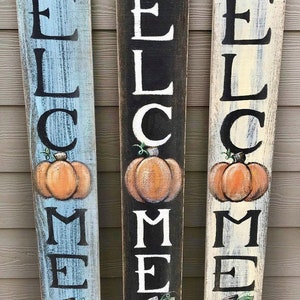 WELCOME SIGN, Fall Rustic Welcome Sign, Vertical front door welcome sign, autumn welcome sign, Fall Decor, Pumpkin Fall welcome sign, Autumn image 2