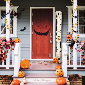 Halloween Sign, Halloween Decor, Halloween Spooky Welcome Sign, Front ...