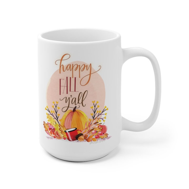 Happy Fall Ya'll coffee mug, pumpkin spice coffee, pumpkin mug, coffee cup, seasonal mug image 3