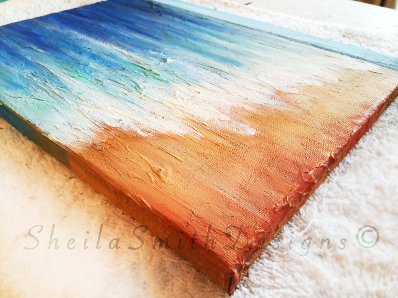 Textured Beach Scene Beach Art Beach Painting Original