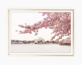 Jefferson Memorial Print, Cherry Blossom Photography, Washington DC Art, DC Cherry Blossom Art, Printable Photo, Instant Download, Wall Art