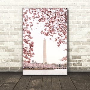 Washington Monument Prints, Cherry Blossom Photography, Washington DC Art, DC Cherry Blossom Wall Art, Printable Photo, Instant Download image 3