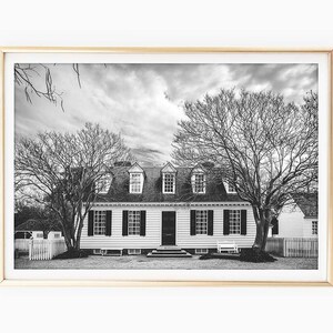 Colonial Williamsburg Print, Thomas Everard House, Black White Williamsburg Photography, Virginia Art Prints, Colonial Decor, Photo Download