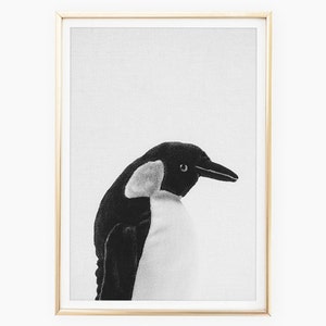 Penguin Print, Side Penguin Profile Printable, Zoo Nursery Decor, Kids Room Animal Poster, Minimalist Art, Babies Room Penguin Art Download