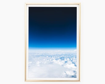 Cloud prints, white cloud poster, airplane window, cloud photography, clouds art, blue atmosphere wall art, digital print, instant download