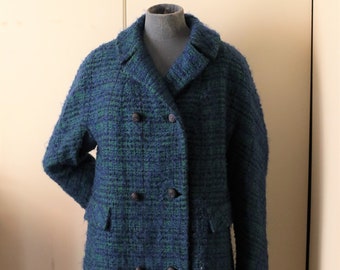 blue tweed overcoat