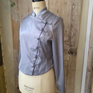 Vintage 90s Silver Oriental Style Satin Jacket by Y2K Collection – UK 10/12