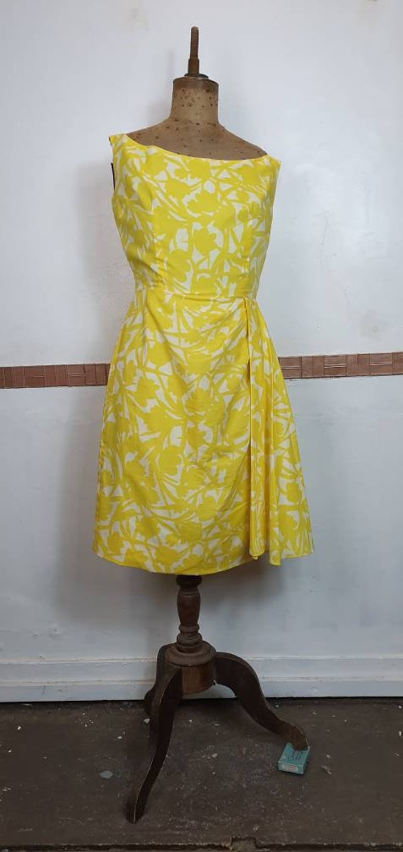 Original 1950s sarong dress bold floral cotton.